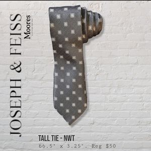 NWT Joseph & Feiss Tall Silver and Charcoal Necktie